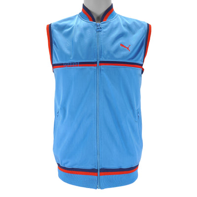Puma - Blue Zip-Up Sleeveless Shirt 1990s Small
