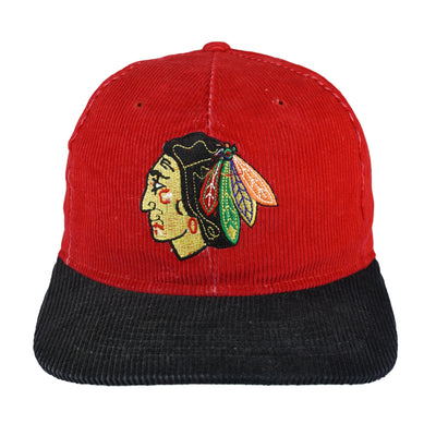NHL (The Classic) - Chicago Blackhawks Corudoy Snapback Hat 1990s OSFA
