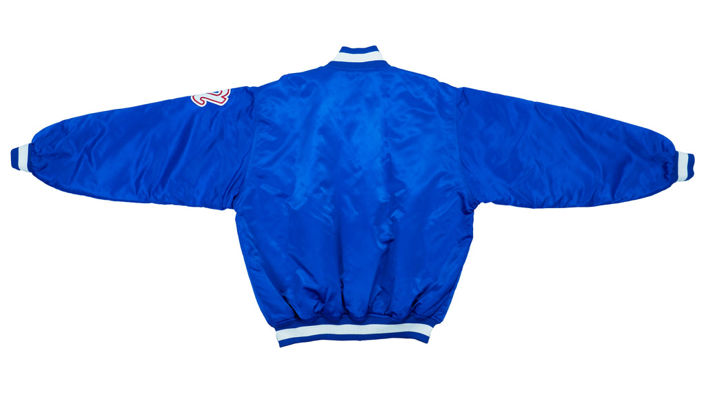 Bomber Vintage Années 90 Atlanta Braves En Satin Bleu Et Rouge - Taille 2XL, Neuf Avec Imperfections