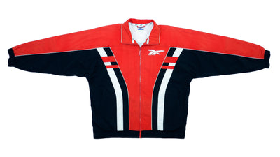 Reebok - Black & Red with White Track Jacket 1990s Large