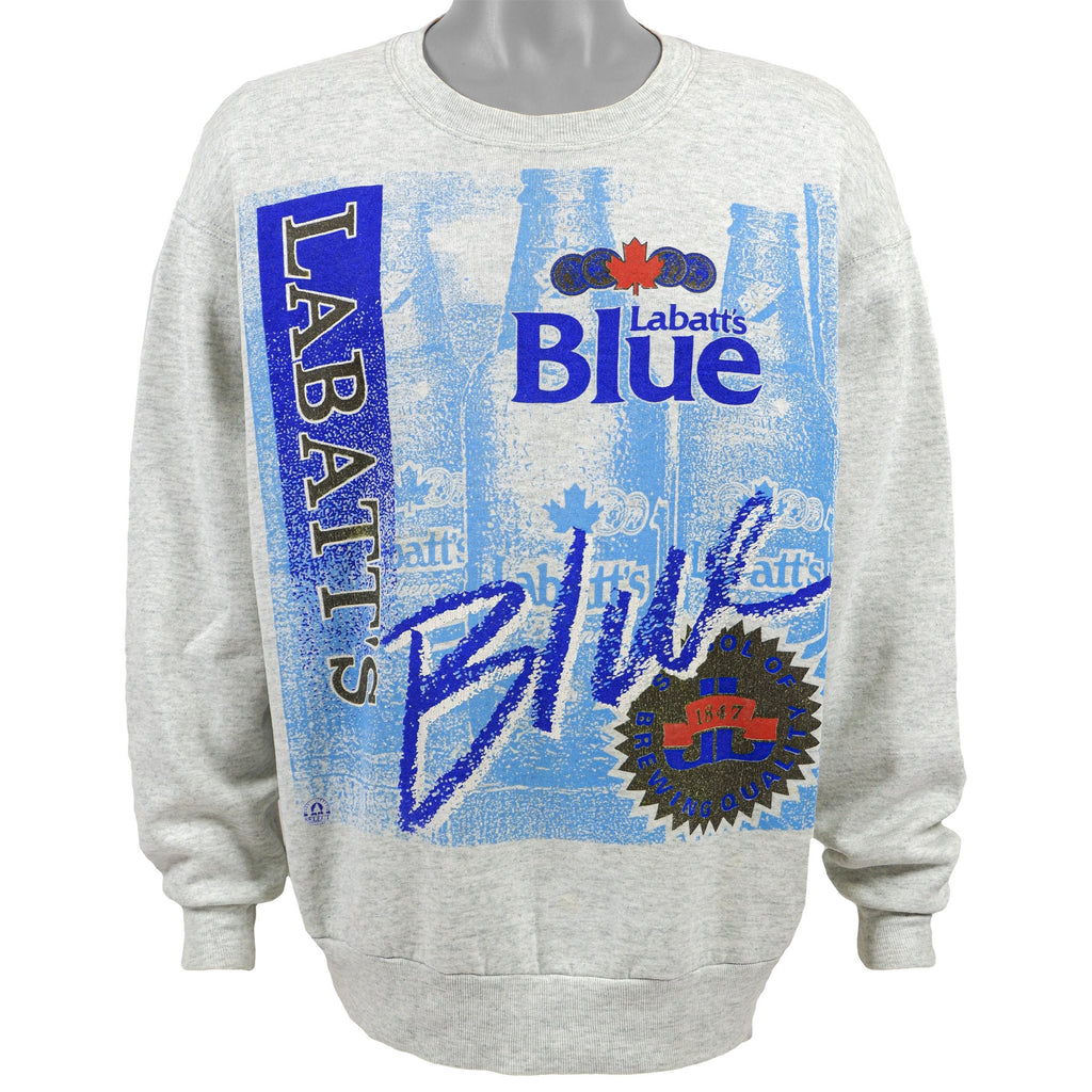 Vintage Grey Labatts Blue Crew Neck Sweatshirt 1990s XLarge