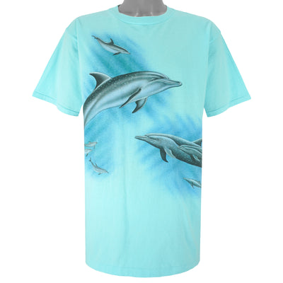 Vintage (National Wildlife) - Dolphins Ocean Life Animal Printed T-Shirt 1990s X-Large