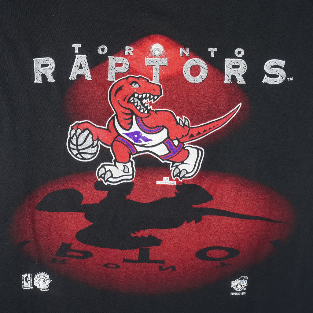 T-shirt Vintage Toronto Raptors Années 90 - Logo Athletic, Taille L, Gris - Neuf