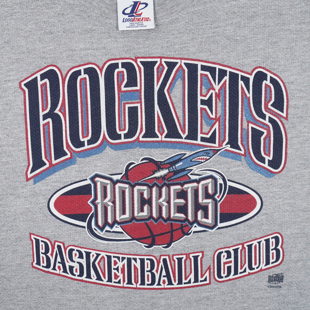 NBA (Logo Athletic) - Houston Rockets Basketball Club T-Shirt 1990s Large Vintage Retro Basketball