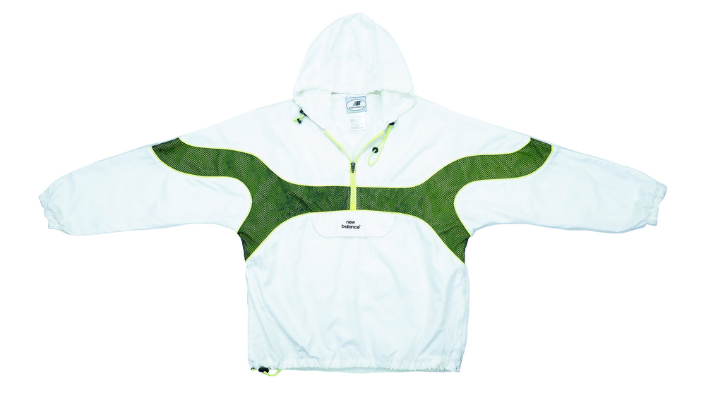New Balance - White & Green 1/4 Zip Windbreaker 1990s Large