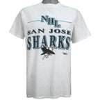 NHL (Trench) - San Jose Sharks Single Stitch T-Shirt 1992 Large Vintage Retro Hockey