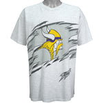 NFL (Zubaz) - Minnesota Vikings Single Stitch T-Shirt 1990s Large Vintage Retro Football