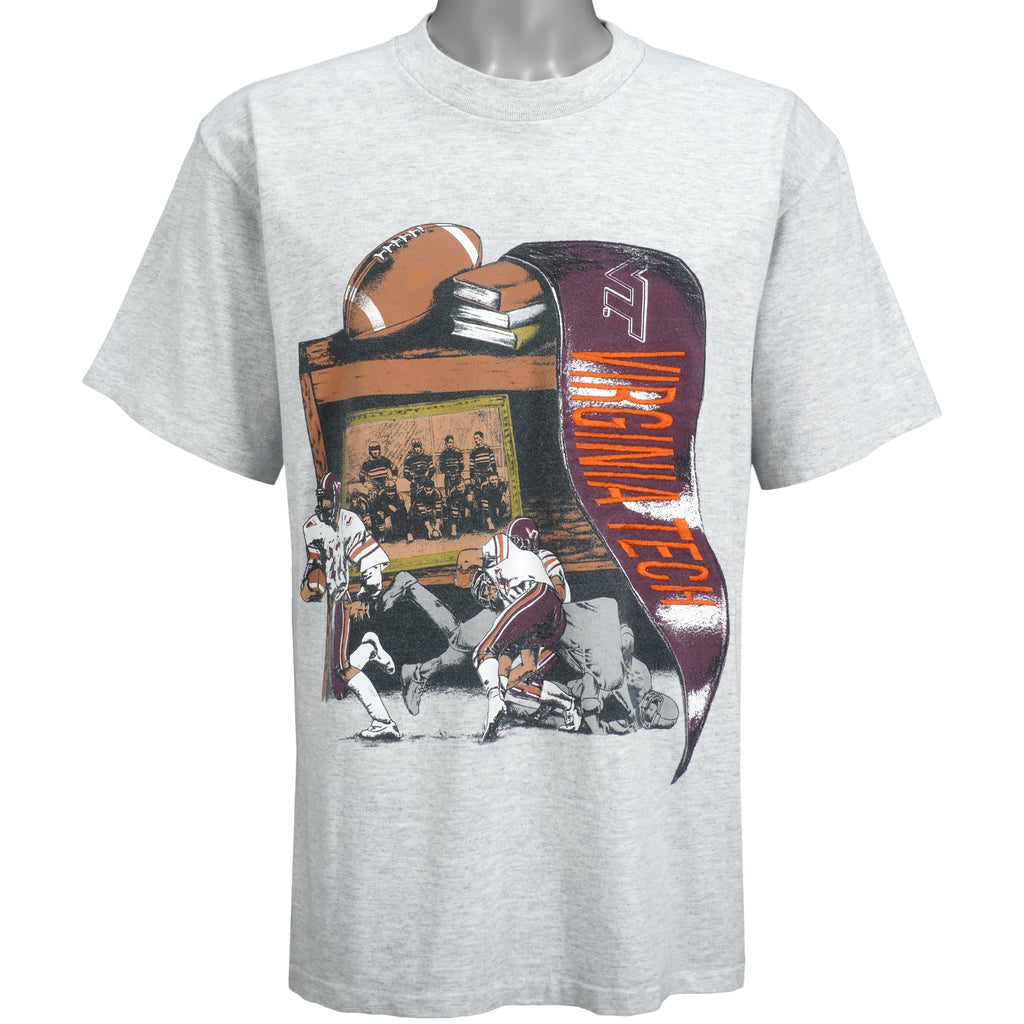 NCAA (Nutmeg) - Virginia Tech VT Embroidered T-Shirt 1990s Large Vintage Retro College
