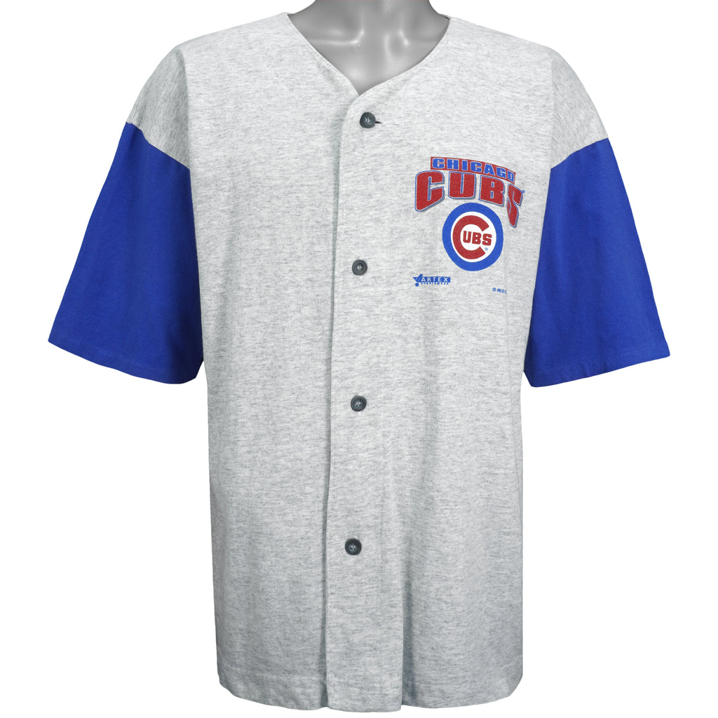 MLB (Artex) - Chicago Cubs Button Up T-Shirt 1993 X-Large Vintage Retro Baseball