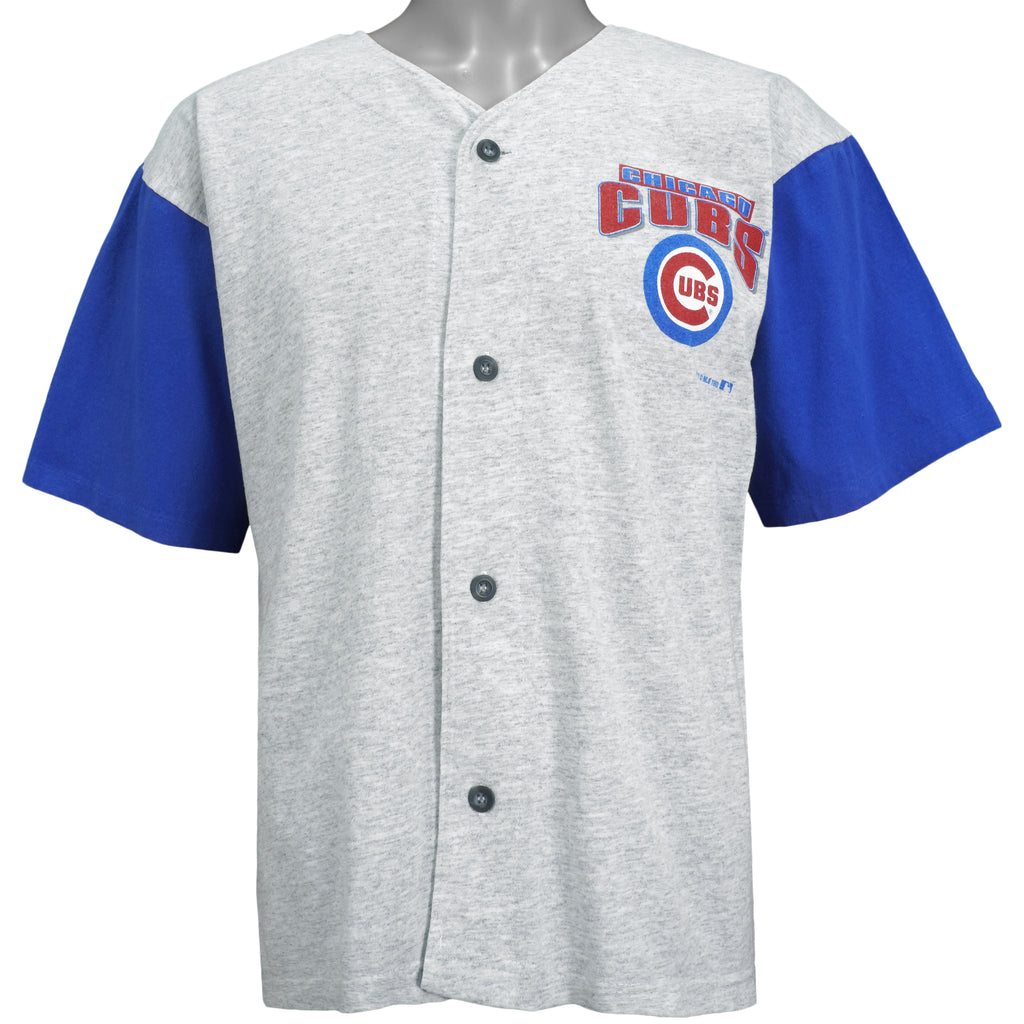 MLB (Artex) - Chicago Cubs Button Up T-Shirt 1993 Medium Vintage Retro Baseball