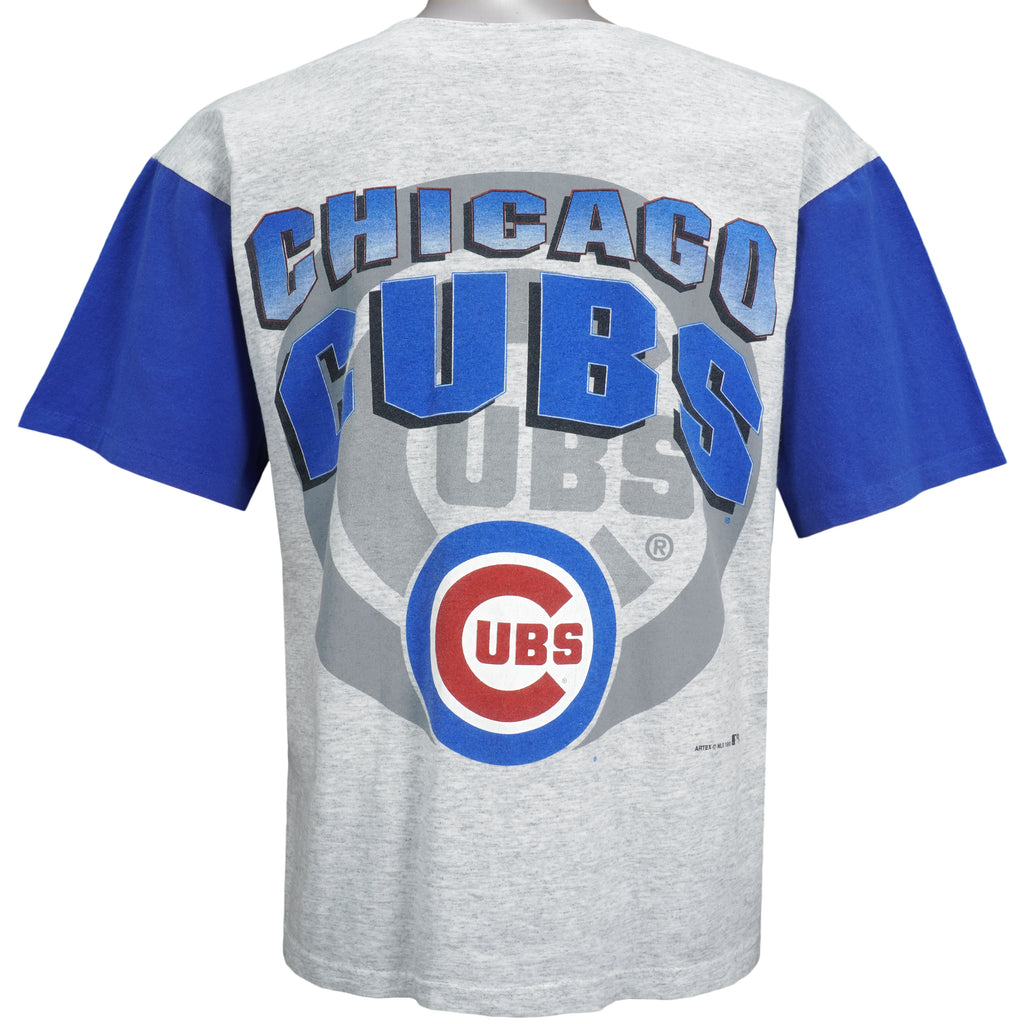 MLB (Artex) - Chicago Cubs Button Up T-Shirt 1993 Medium Vintage Retro Baseball
