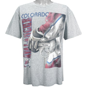 NHL (Lee) - Colorado Avalanche Helmet T-Shirt 1990s Large Vintage Retro Hockey