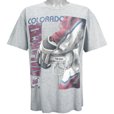 NHL (Lee) - Colorado Avalanche Helmet T-Shirt 1990s Large