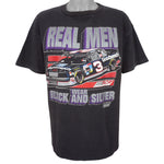 NASCAR (Sports Image) - Dale Earnhardt Real Men Wear Black and Silver T-Shirt 1990s X-Large