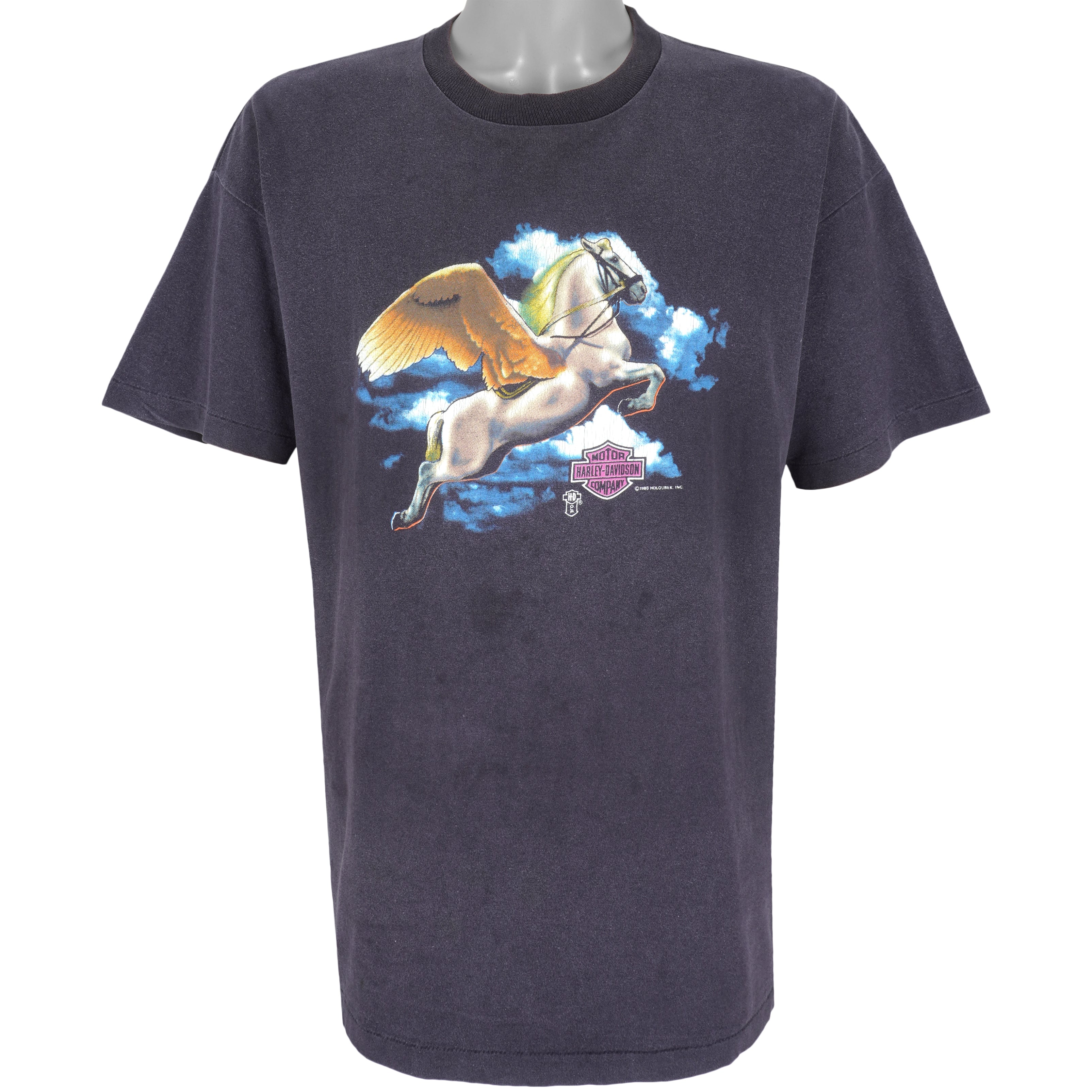 Harley Davidson (Holoubek) - Flying Horse Single Stitch T-Shirt 1983 X-Large Vintage Retro
