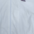 Adidas - White & Blue Embroidered Hooded Windbreaker 1990s Large