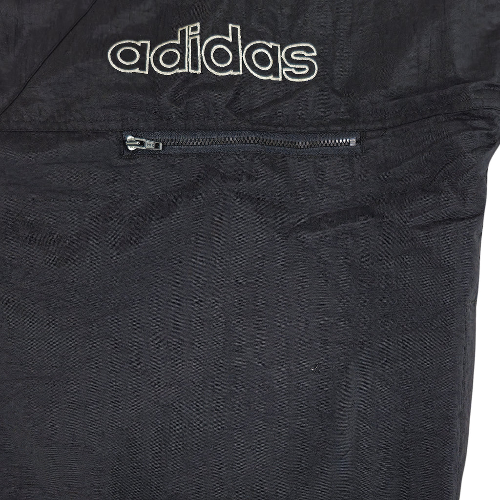 Adidas - Black Zip-Up Hooded Jacket 1990s X-Large Vintage Retro