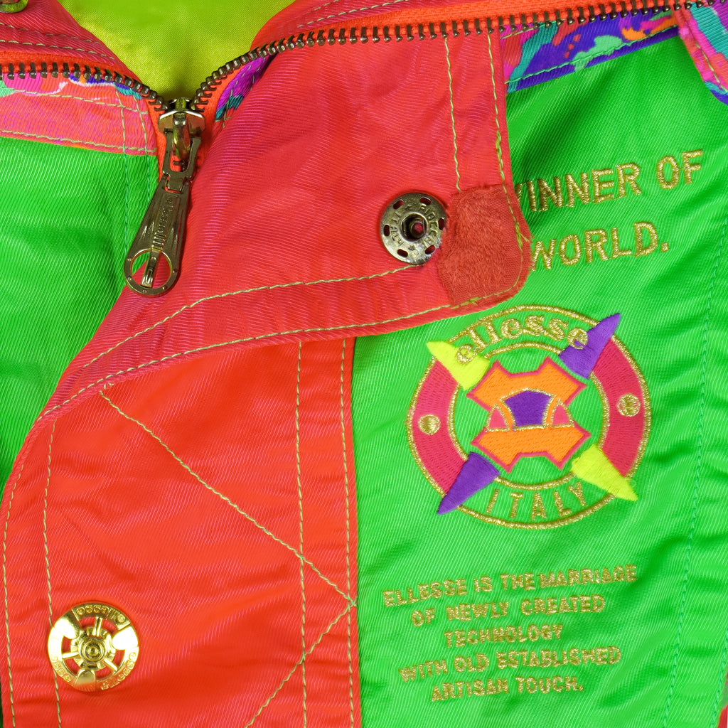 Ellesse - The Winner Of The World Italy Hooded Neon Ski Jacket 1990s Large