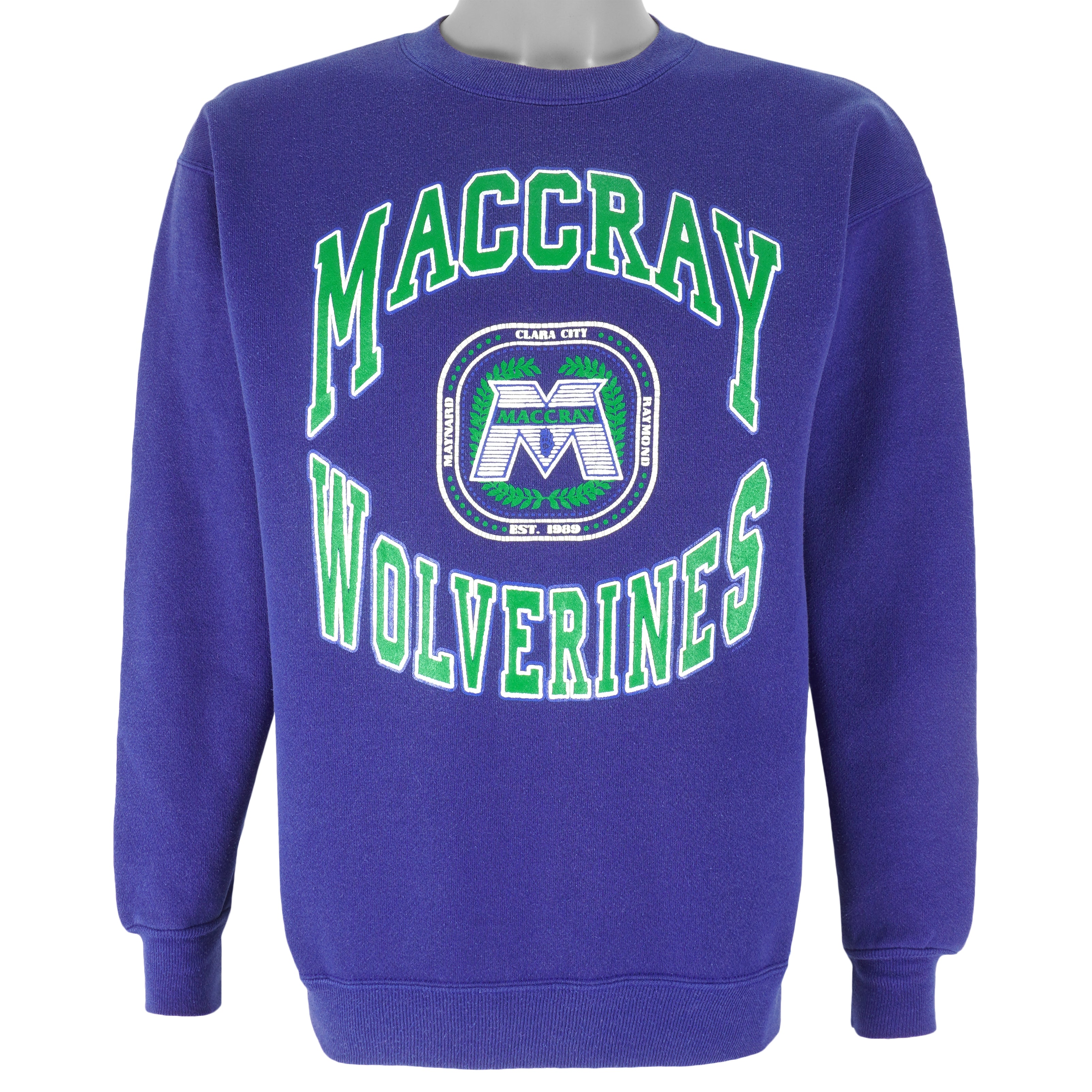 Vintage (Discus Athletic) - Maccray Wolverines Crew Neck Sweatshirt 1990s Medium