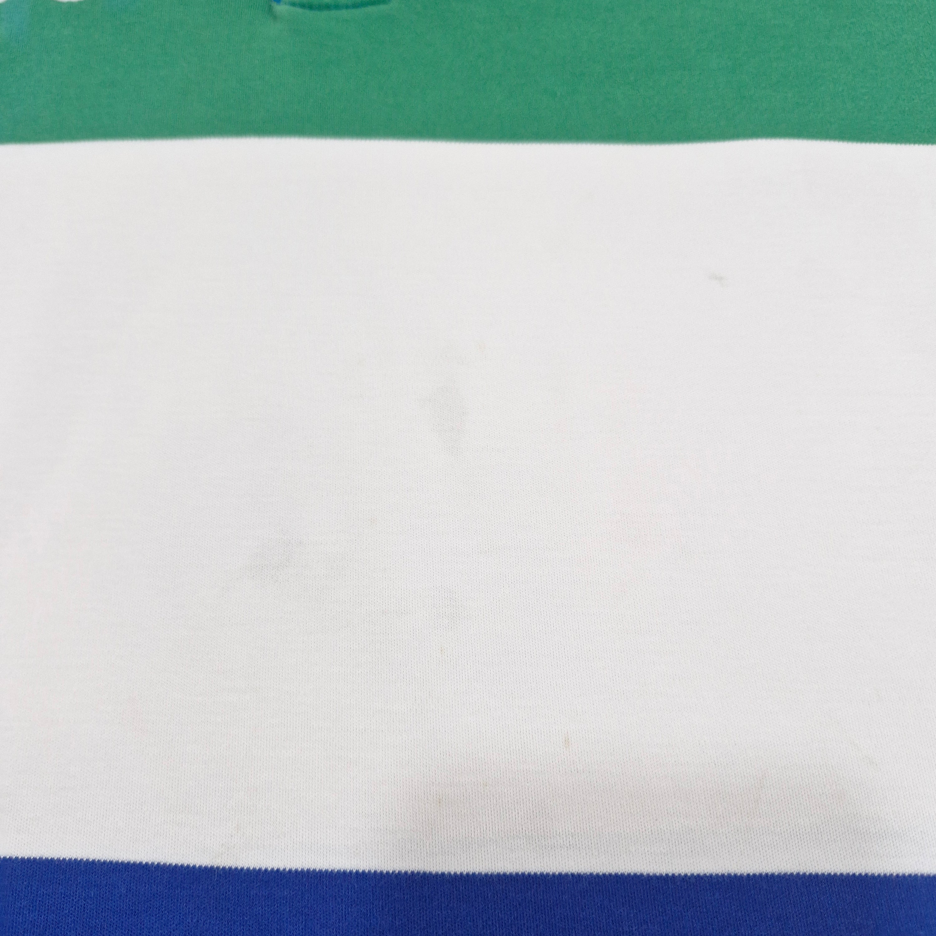 Ralph Lauren (Polo) - RL-67 White & Blue Striped Polo-93 T-Shirt 2000s Small