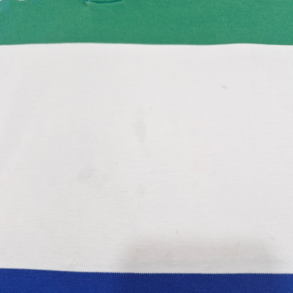 Ralph Lauren (Polo) - RL-67 White & Blue Striped Polo-93 T-Shirt 2000s Small
