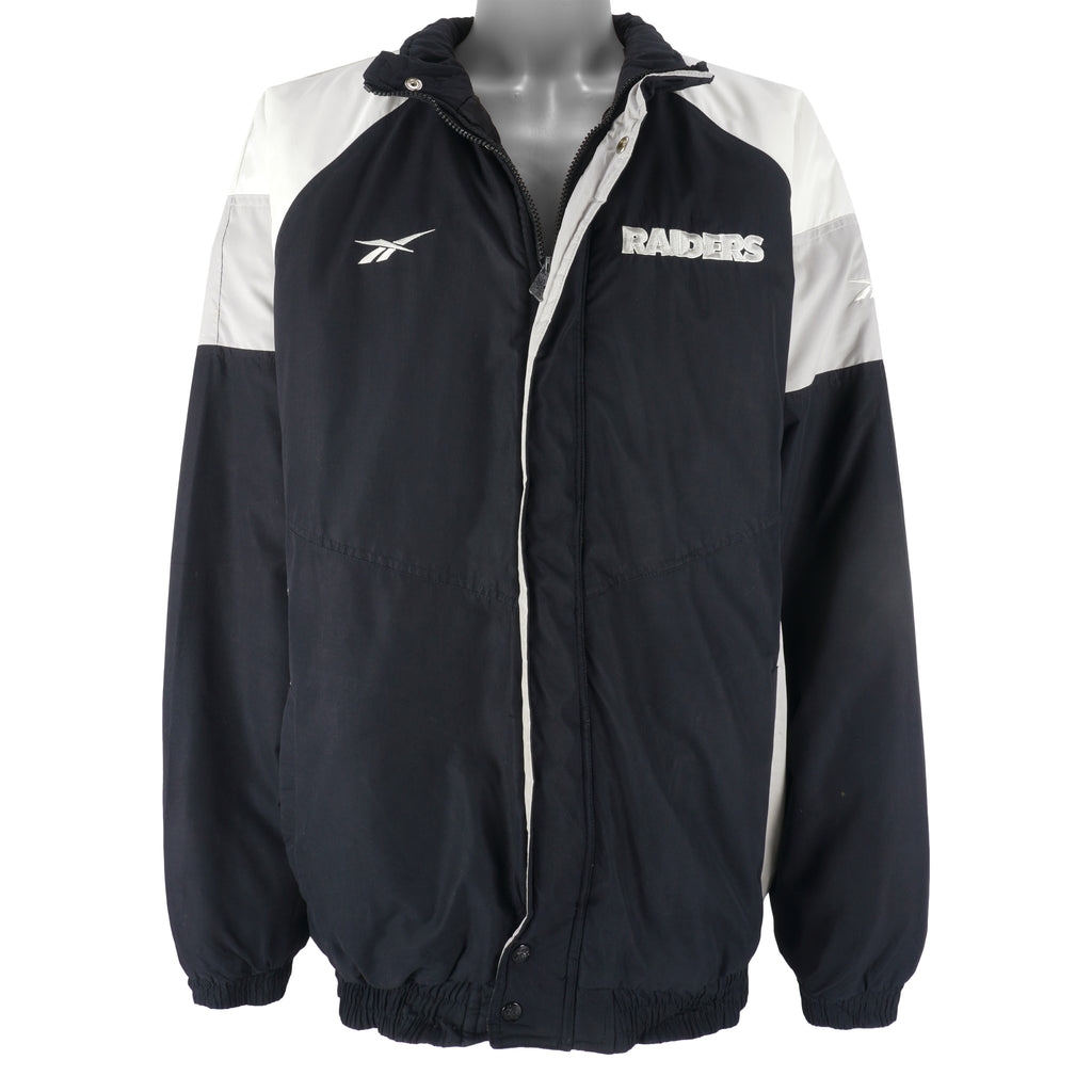 Reebok (Pro Line)- Oakland Raiders Puffer Jacket 1990s X-Large Vintage Retro Football