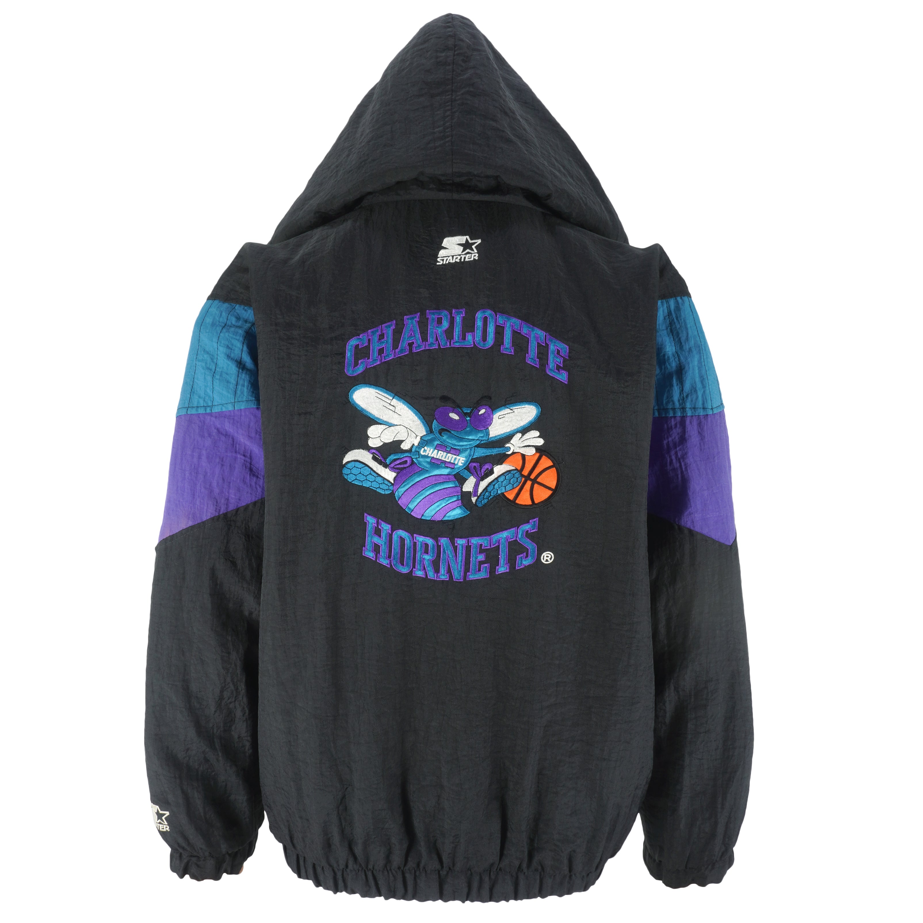 Vintage 90s Starter Mens L Charlotte Hornets Basketball Pullover Hooded  Jacket