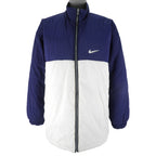 Nike - Blue Big Swoosh Zip-Up Reversible Puffer Jacket Large Vintage Retro