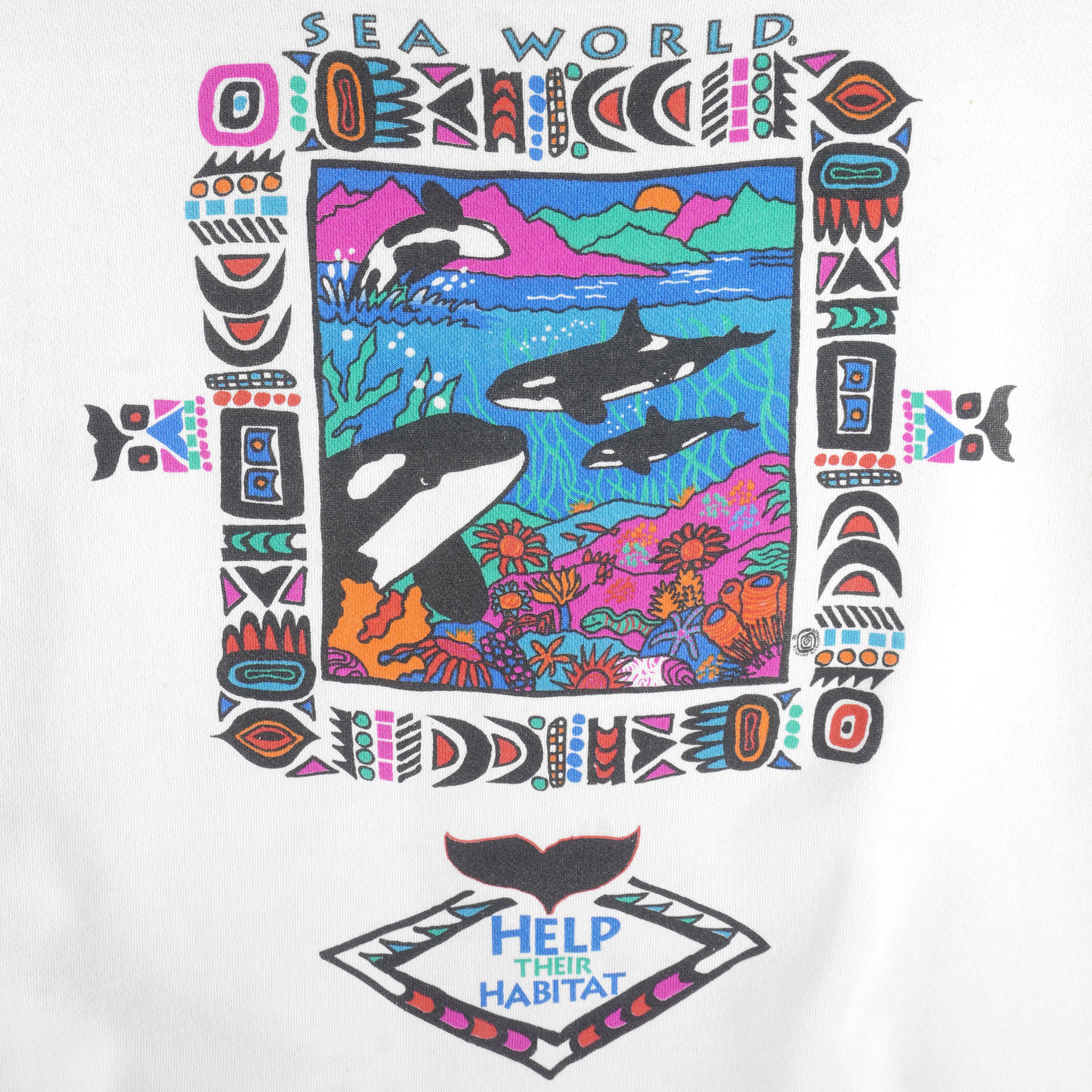Vintage (Tultex) - Sea World Help Their Habitat Crew Neck Sweatshirt 1990s XX-Large Vintage Retro