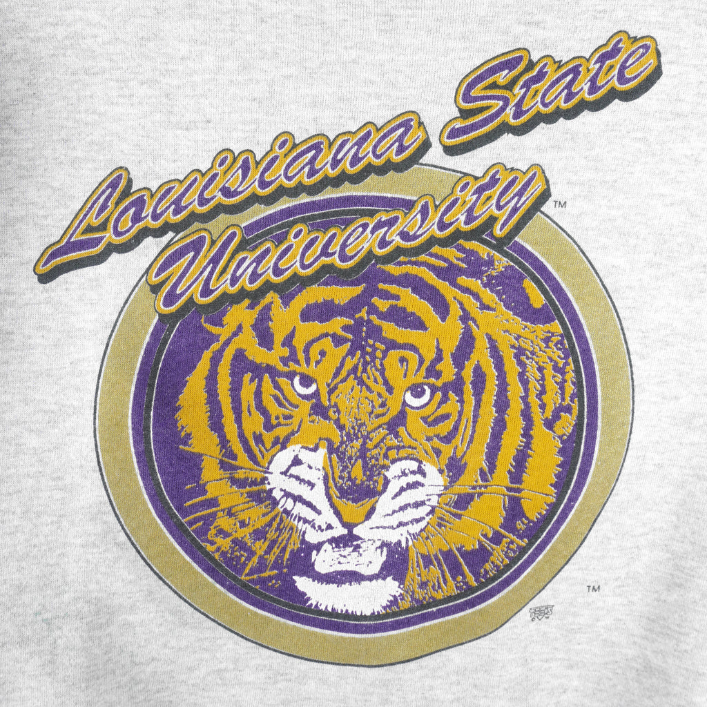 NCAA - LSU Tigers Big Logo Crew Neck Sweatshirt 1990s X-Large Vintage Retro Football College
