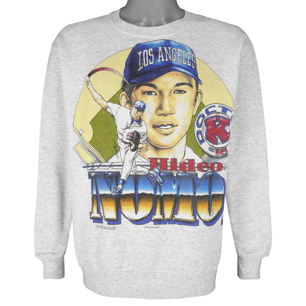 MLB (Delta) - LA Dodgers Hideo Nomo Doctor K No.16 Crew Neck Sweatshirt 1990s Large Vintage Retro