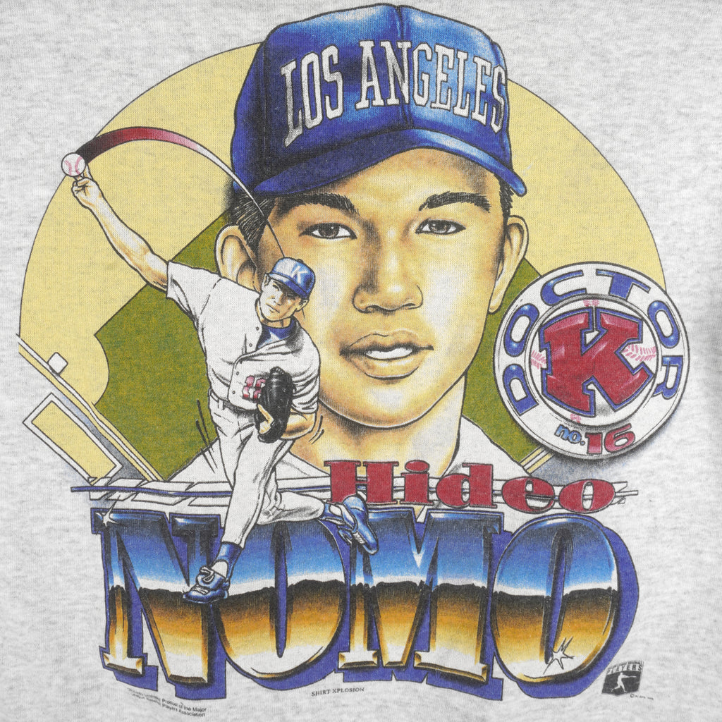 MLB (Delta) - LA Dodgers Hideo Nomo Doctor K No.16 Crew Neck Sweatshirt 1990s Large Vintage Retro