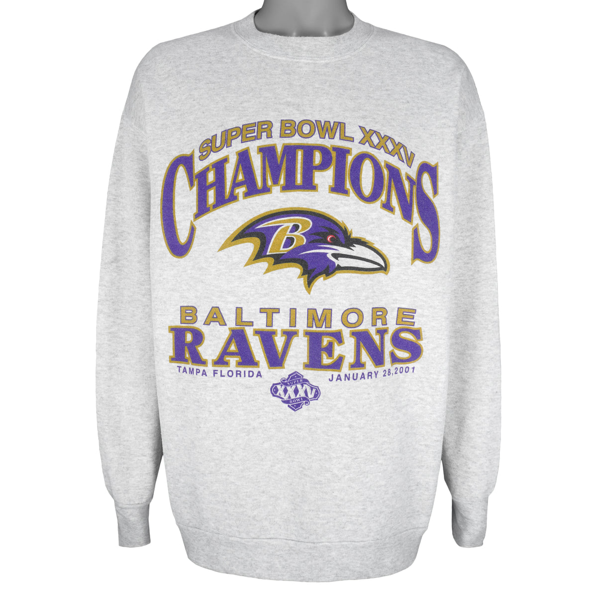 NFL (Delta) - Baltimore Ravens Super Bowl Champions Crew Neck Sweatshirt 2001 X-Large