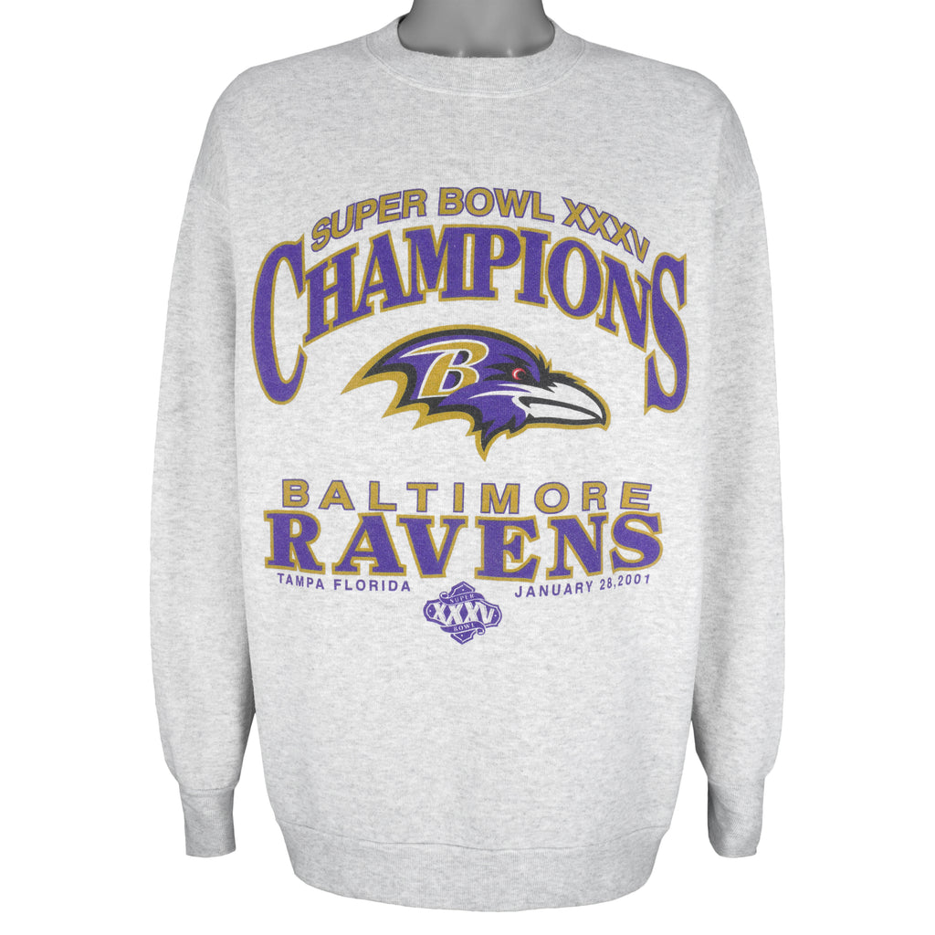NFL (Delta) - Baltimore Ravens Super Bowl Champions Crew Neck Sweatshirt 2001 X-Large