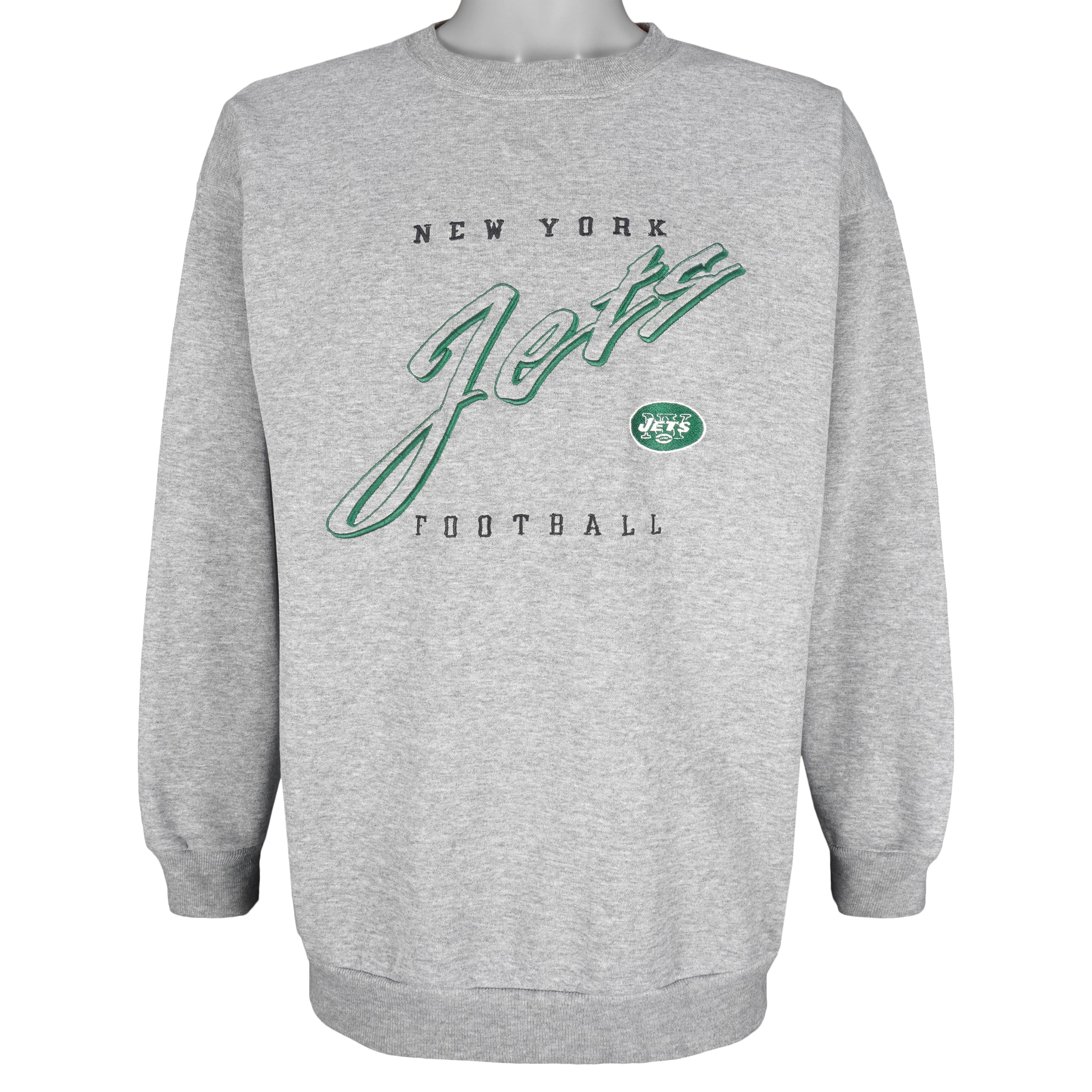 NFL (Logo Athletic) - New York Jets Embroidered Sweatshirt 1990s X-Large Vintage Retro Football