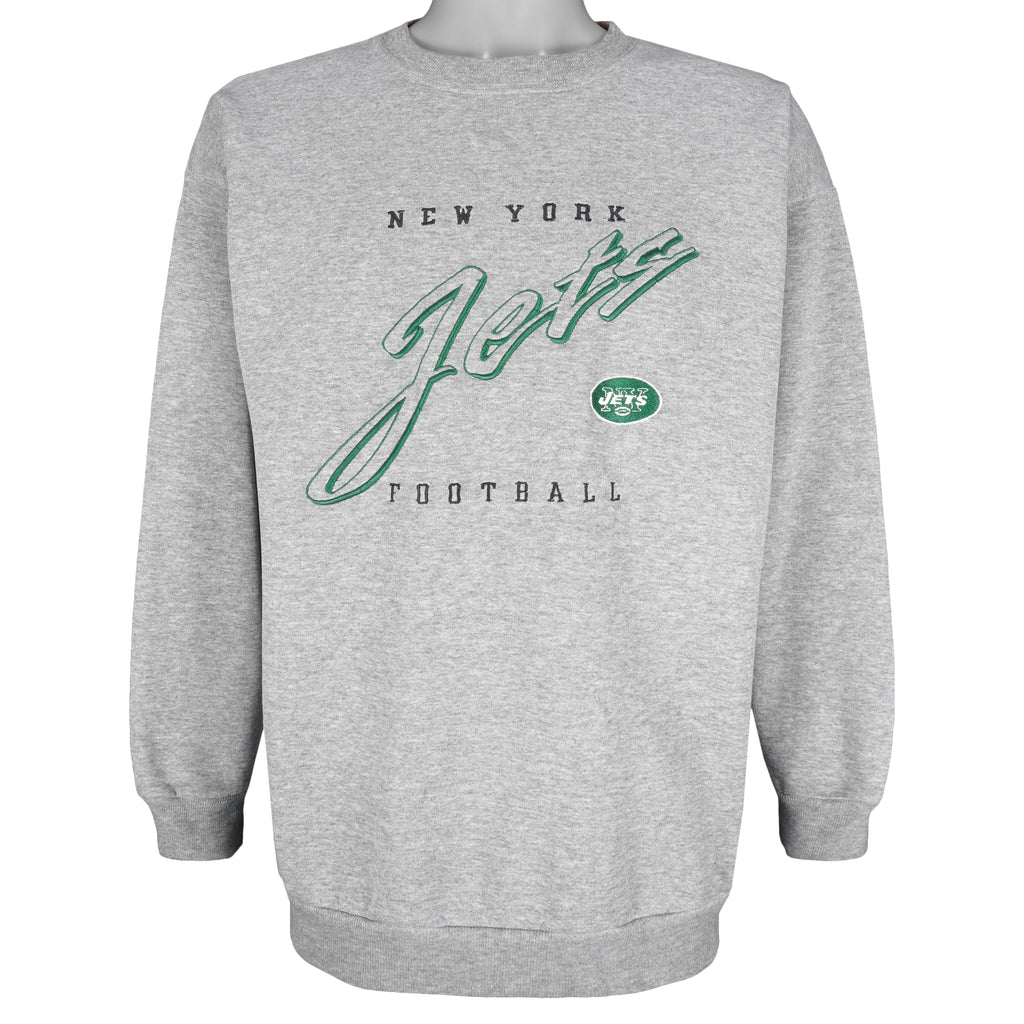 NFL (Logo Athletic) - New York Jets Embroidered Sweatshirt 1990s X-Large Vintage Retro Football