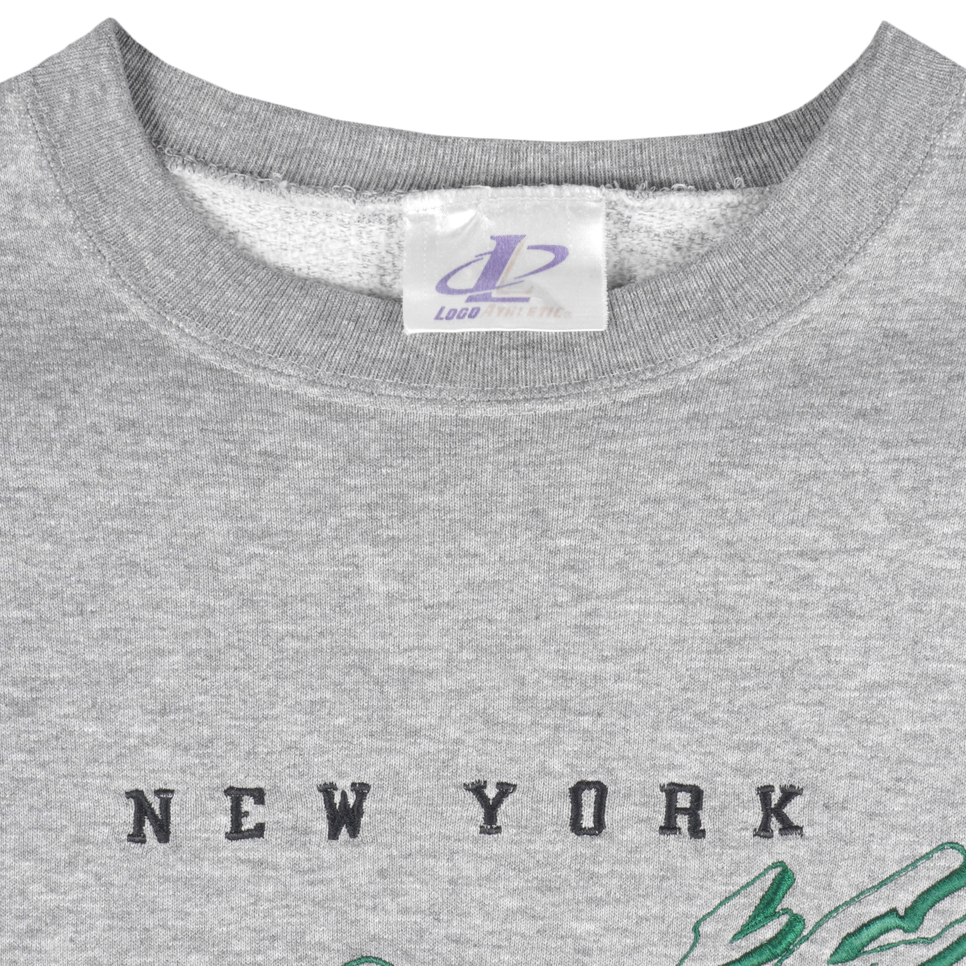 NFL (Logo Athletic) - New York Jets Embroidered Sweatshirt 1990s X-Large Vintage Retro Football