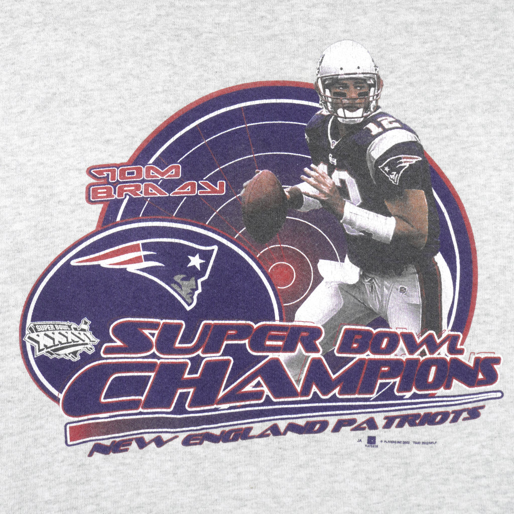 NFL - New England Patriots Tom Brady Crew Neck Sweatshirt 2002 X-Large Vintage Retro