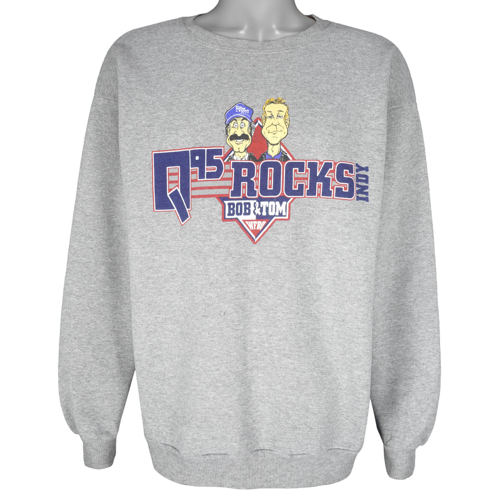 Vintage (Logo Athletic) - Bob & Tom Q95 Rocks Indy Caricature Sweatshirt 1990s X-Large