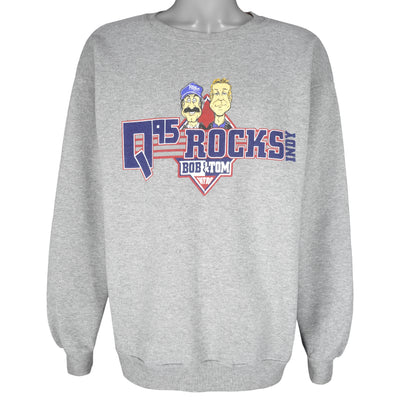 Vintage (Logo Athletic) - Bob & Tom Q95 Rocks Indy Caricature Sweatshirt 1990s X-Large