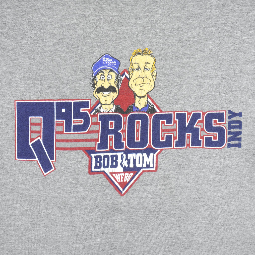 Vintage (Logo Athletic) - Bob & Tom Q95 Rocks Indy Caricature Sweatshirt 1990s X-Large