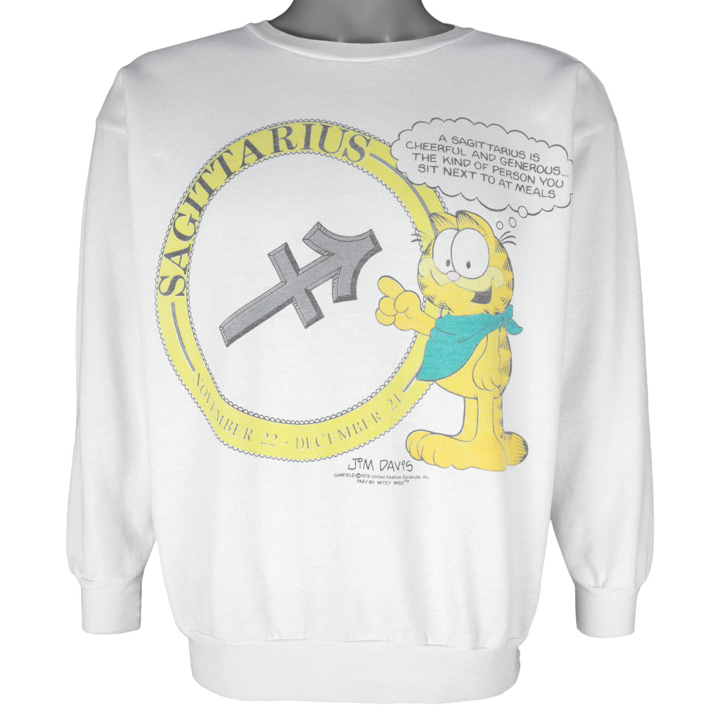 Vintage Garfield) - Sagittarius Is Cheerful & Generous Sweatshirt 1980s Small