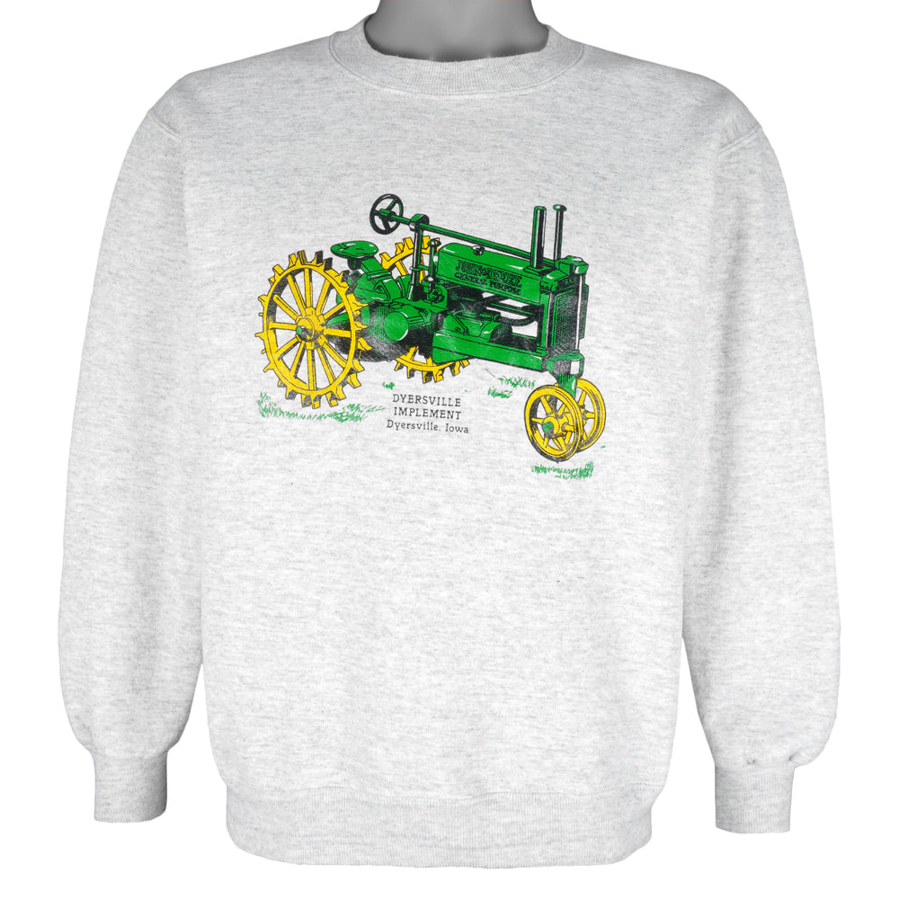 Vintage (Jerzees) - John Deere Tractor Farming Crew Neck Sweatshirt 1990s Medium Vintage Retro