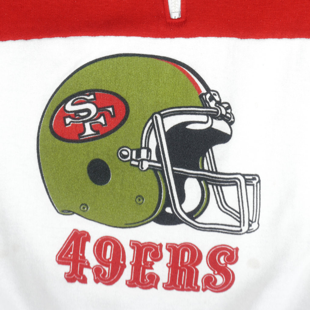 NFL - Red & White San Francisco 49ers 1/4 Zip Sweatshirt 1990s X-Large Vintage Retro Football