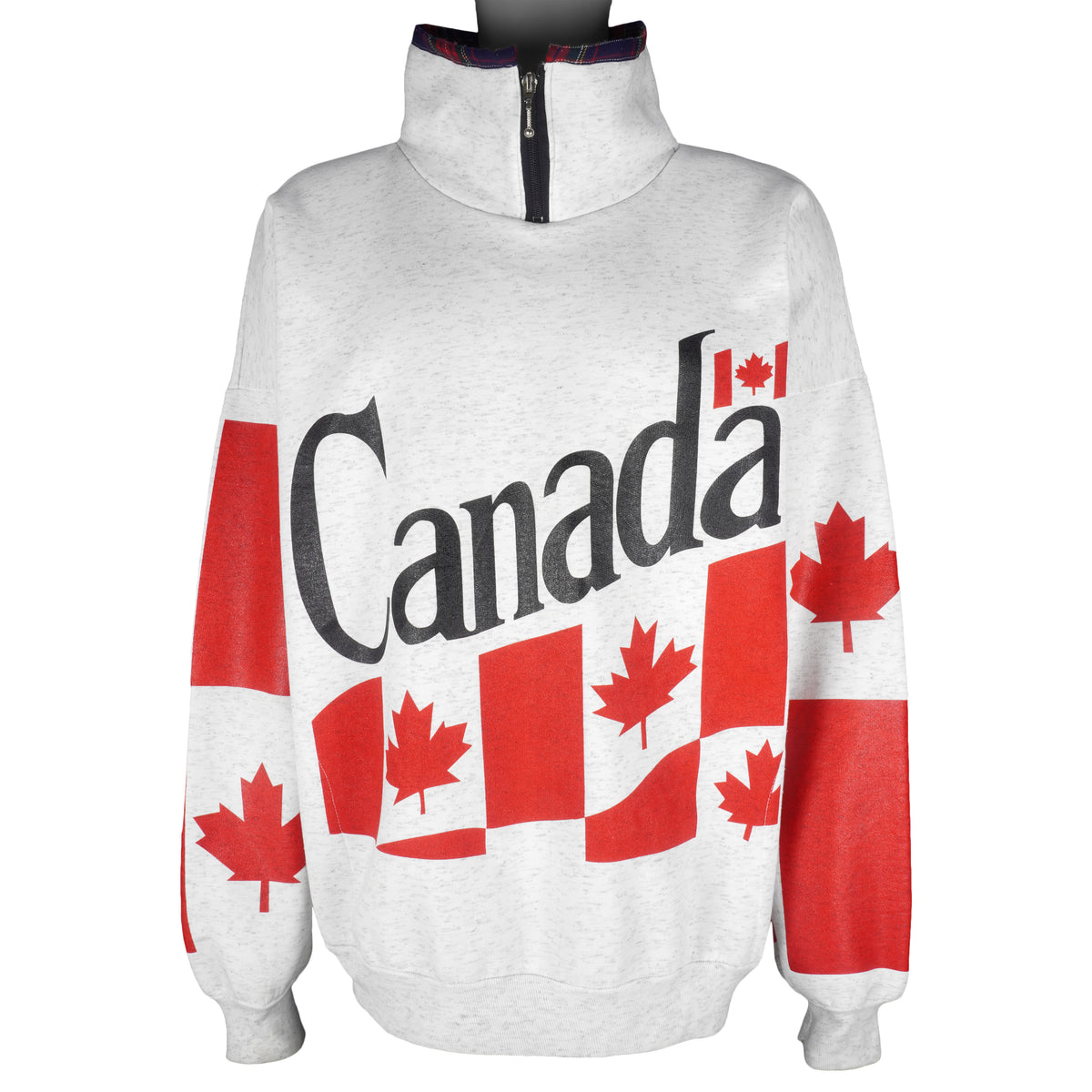 Vintage - Canada Flag 1/4 Zip Sweatshirt 1990s X-Large Vintage Retro
