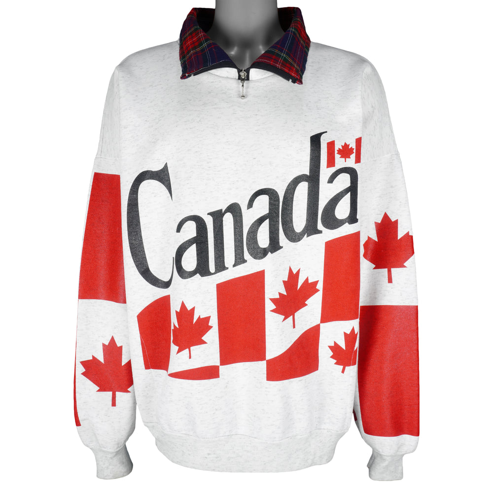 Vintage - Canada Flag 1/4 Zip Sweatshirt 1990s X-Large Vintage Retro