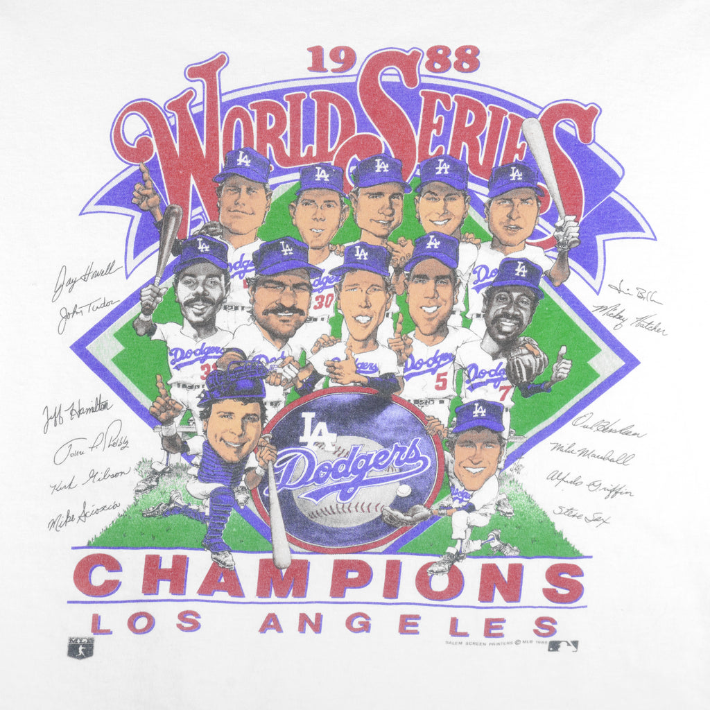 MLB (Salem) - Los Angeles Dodgers Champions Single Stitch T-Shirt 1988 X-Large Vintage Retro Baseball