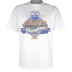 NHL (Waves) - Edmonton Oilers Big Logo T-Shirt 1990 Medium Vintage Retro Hockey
