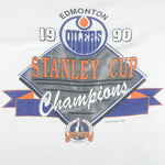NHL (Waves) - Edmonton Oilers Big Logo T-Shirt 1990 Medium Vintage Retro Hockey