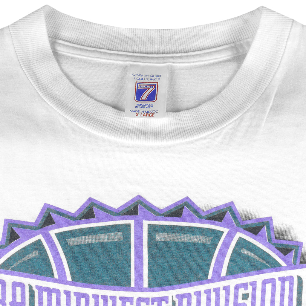 NBA (Logo 7) - Grey Utah Jazz Midwest Divison T-Shirt 1997 X-Large Vintage Retro Basketball